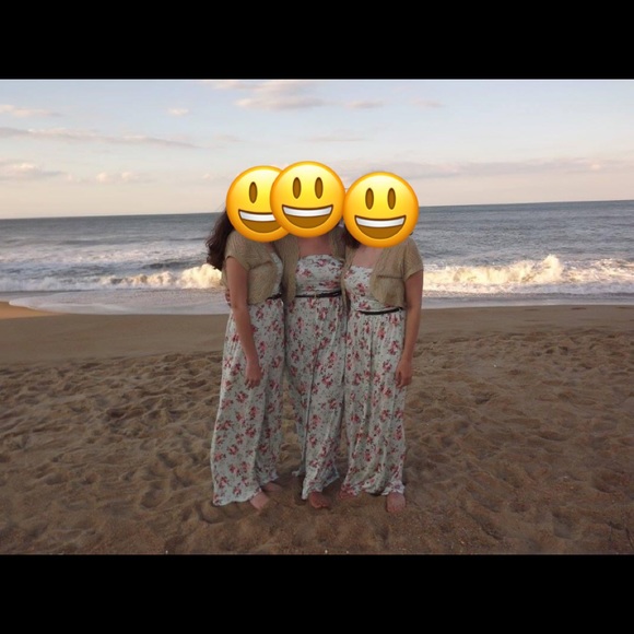 iris Mint Green Pink Floral Rose Strapless Maxi/Sundress Women’s SMALL - Picture 14 of 14